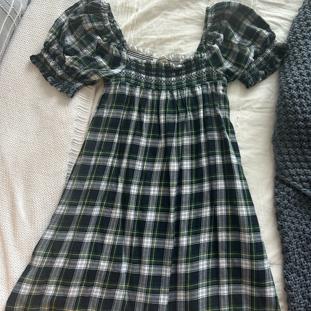 Plaid Puff Sleeve American Eagle Dress